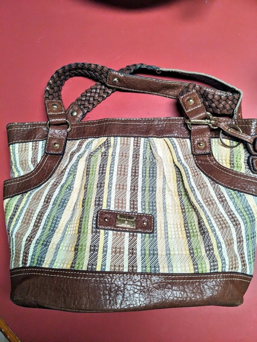 Liz Claiborne Striped Tote Bag in Brown & Multicolor